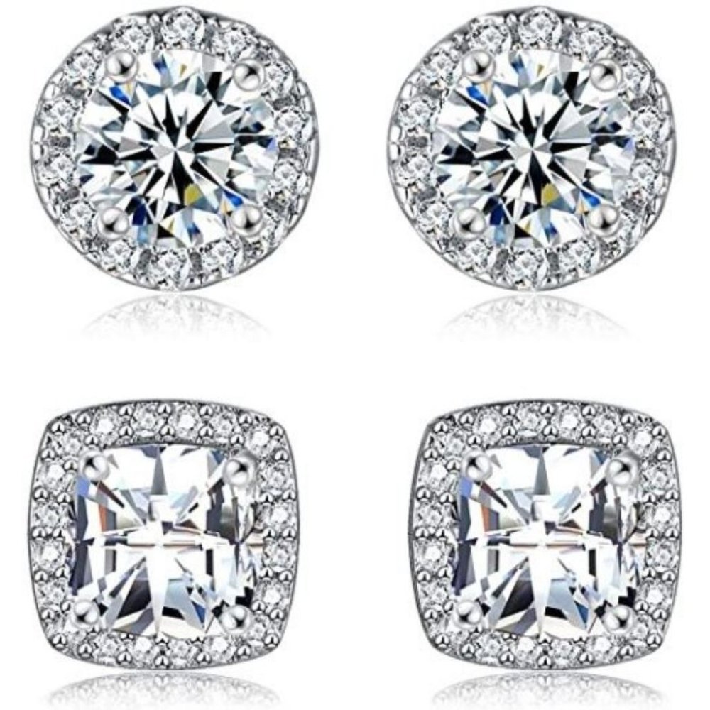 18K White Gold Plated Cubic Zirconia Simulated Set